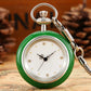 Minimalist Retro Green/White Jade Quartz Pocket Watch Silver Snake Pocket Chain Pendant Antique Pocket Clock Gift Men Women