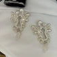 European and American Fashion Trends Retro Heavy Industry Enamel Craftsmanship Natural Stone Inlaid Keyhole Earrings Gold Silver