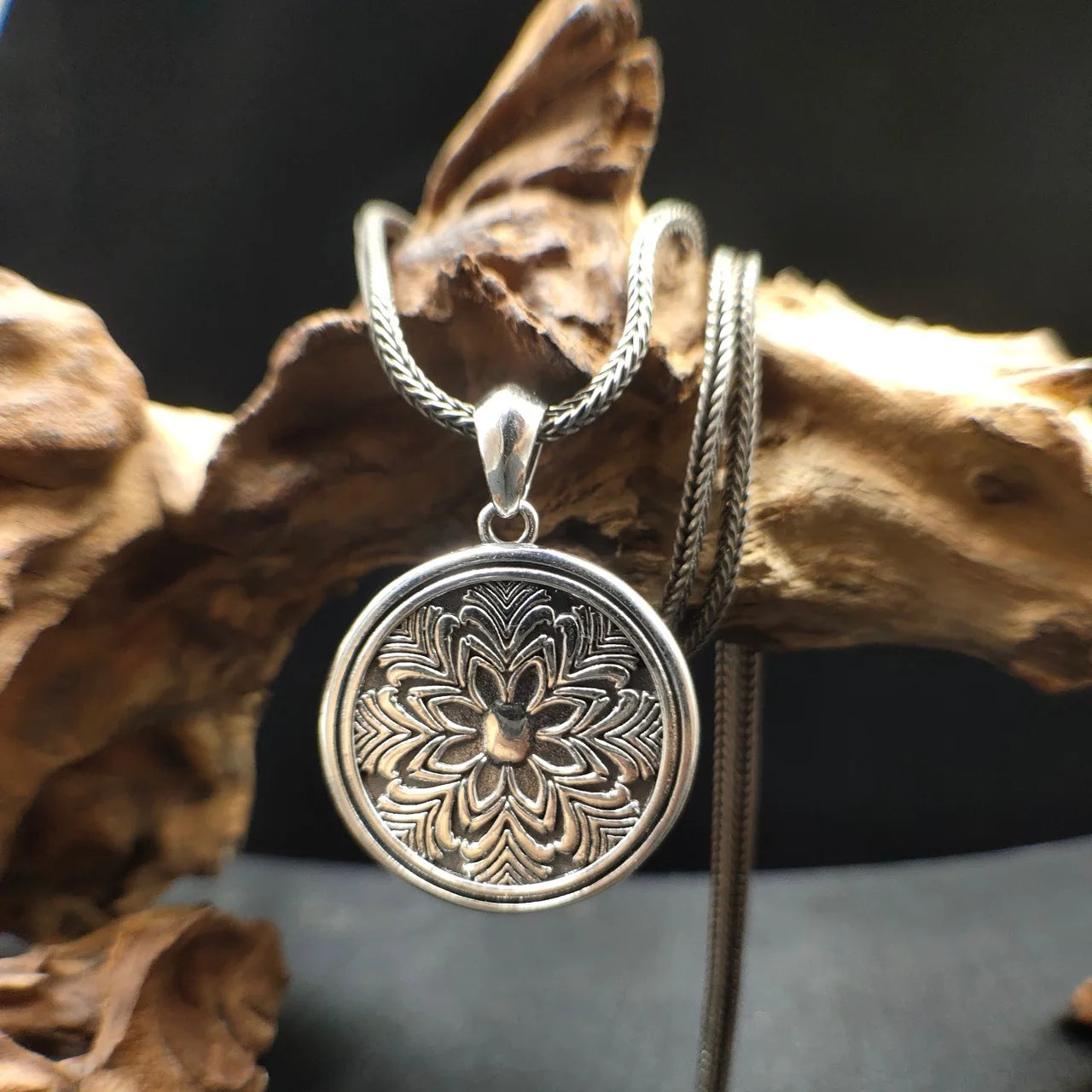 BOCAI New style s925 Silver Street Fashion Lion Head Medallion endant Retro Hip-Hop Personality Men's Pendant