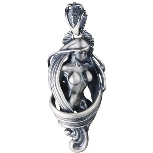 Necklace Pendant Real 925 Sterling Silver Men Women Naked Girl Design Free Leather Rope Chain Vintage Fashion Jewelry 2024 P91