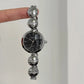 Luxury Antique Ladies Bracelet Round Metal Textured Quartz Watch Stainless Steel Waterproof Women's Watch