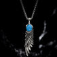 Necklace Pendant Pure 925 Sterling Silver Feather Blue Turquoise Luxury Brand Fine Jewelry Women Men 2024 New Christmas Gift P19
