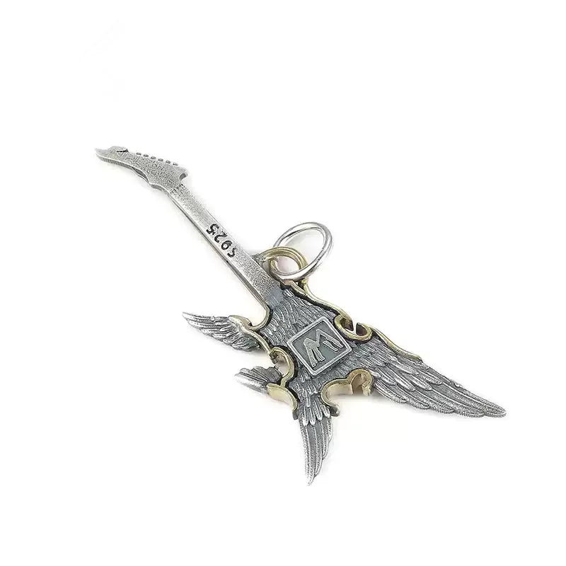 Necklace Pendant Real 925 Sterling Silver Feather Wings Music Guitar Luxury Brand Fine Jewellery Woman Man 2025 Love Gift P79