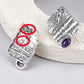 S925 Sterling Silver Stud Earrings for Women Mermaid Retro Texture Geometric Pattern Inlaid Amethyst Ear Stud Jewelry Wholesale
