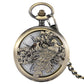 Antique Vintage Phoenix Half Hunter Clock Mechanical Hand Winding Pocket Watch for Men Women Roman Number Skeleton Fob Chain