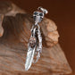 BOCAI New S925 Silver Retro Personalized Trendy Hip Hop Skull Feather Bone Claw Bowling Bottle Men's Pendant