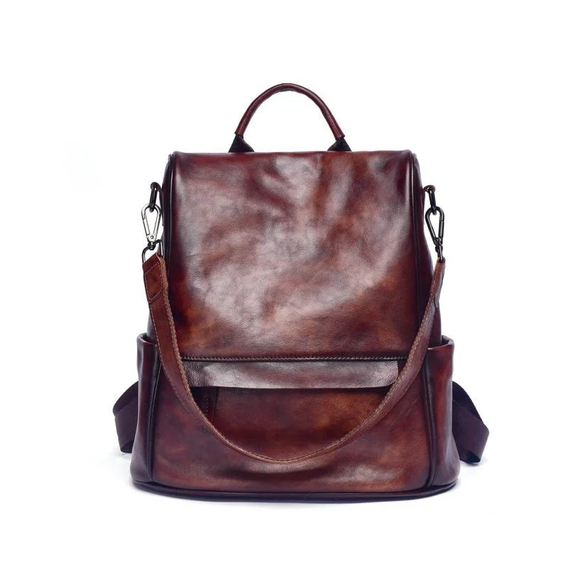 MOTAORA Vintage Large Capacity Women's Backpacks Anti Theft Genuine Leather Backpack Cowhide Woman Travel Luxury Bagpack Women