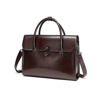MOTAORA 14 inch Genuine Cowhide Leather Tote Bag for Women - Business Student Laptop Crossbody Shoulder Bag,Professional Design
