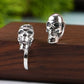 BOCAI New Real S925 Silver Ear Circle Trendy Punk Skull Design Men and Women Earrings Fashion Jewelry Accessories