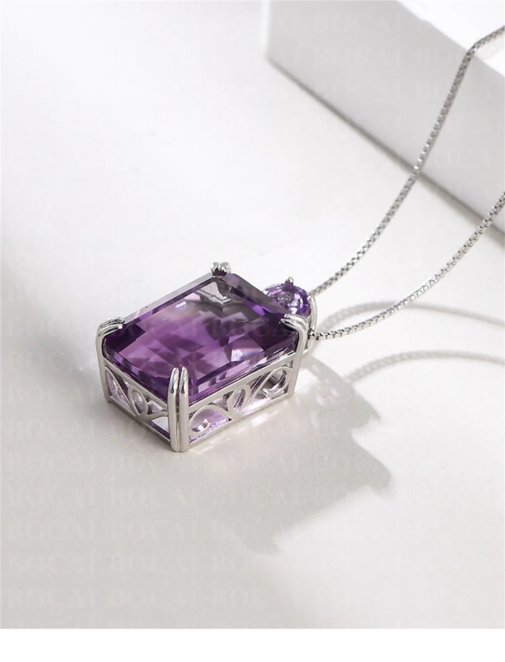 S925 Sterling Silver Charms Pendants for Women Men New Fashion Palace Style Hollow Argentum Edge Inlaid Natural Amethyst Jewelry