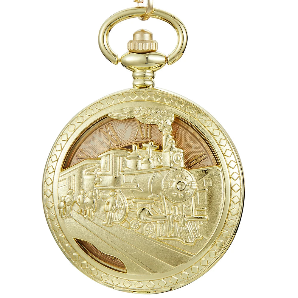 Mechanical Pocket Watch Luxury Antique Skeleton Men Steampunk Mechanical Fob Watches Clock Pendant Hand-winding Relogio De Bolso