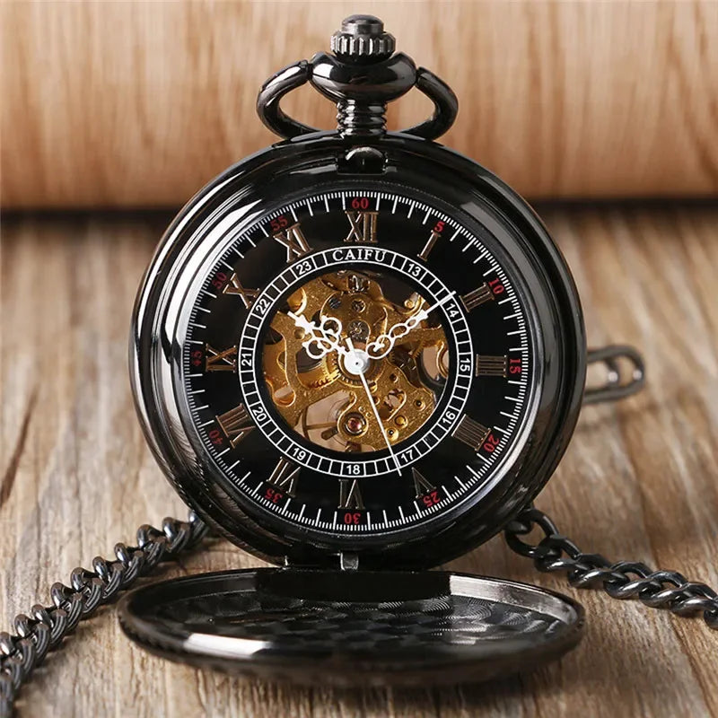 Old Fashion Men Women Mechanical Handwinding Pocket Watch Locomotive Hollow Train Skeleton Clock Pendant FOB Chain reloj Gift