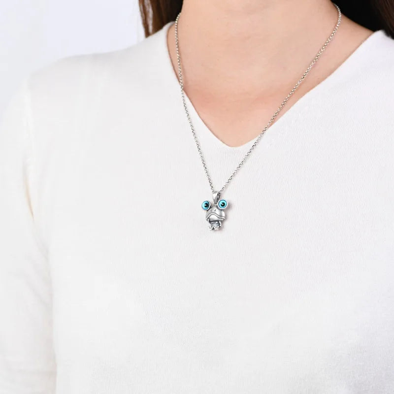 S925 Silver Charm Pendant Retro Personality Cute Big Eyes Frog Pendant Women's Fashion Creative Jewelry
