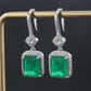 GICA GEMA Women Vintage Earrings Real 925 Sterling Silver Created Emerald 30mm Ear Drop Fashion Female Fine Jewelry Promise Gift