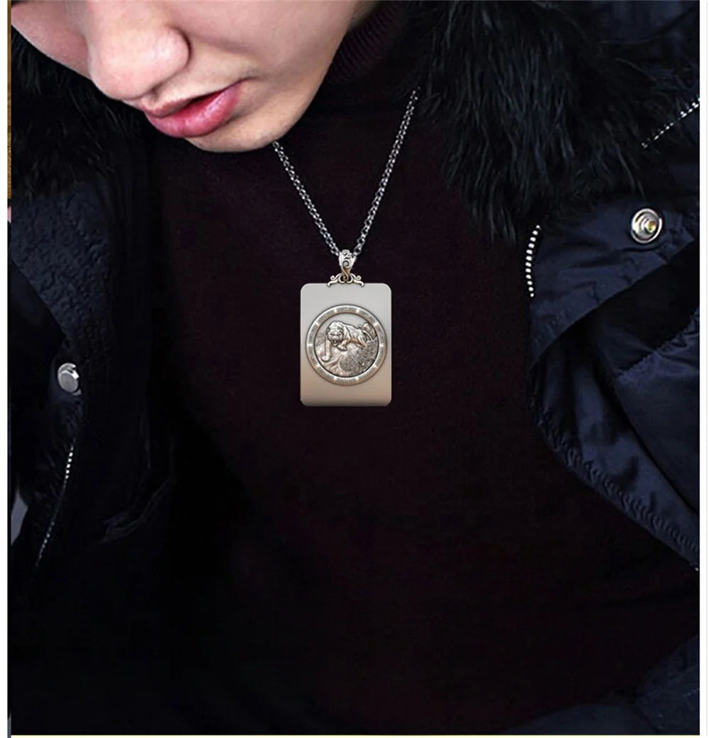 BOCAI S999 Sterling Silver Charms Pendants for Women Men New Fashion Solid Zodiac Tiger Square Punk Jewelry Amulet Wholesale