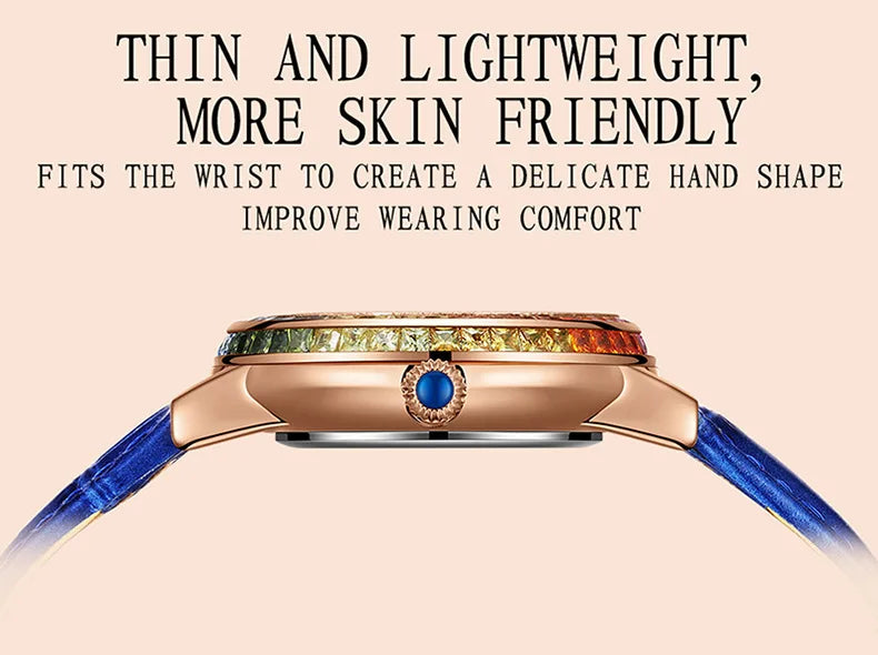 Women Fashion Quartz Watch Light Luxury Brand All Sky Star Leather Strap Diamond Jewelry Crystal Ladies Wristwatches Gift