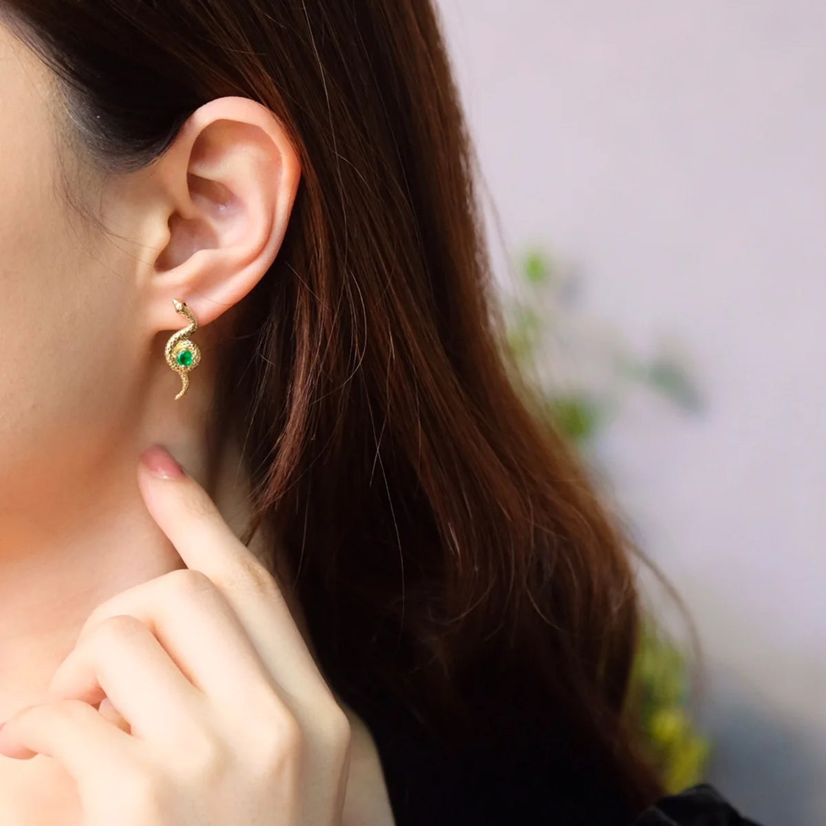 Red Elk Whole Body S925 Sterling Silver Stud Earrings Niche Personality Snake Temperament Retro Light Luxury Earrings Women's Ea