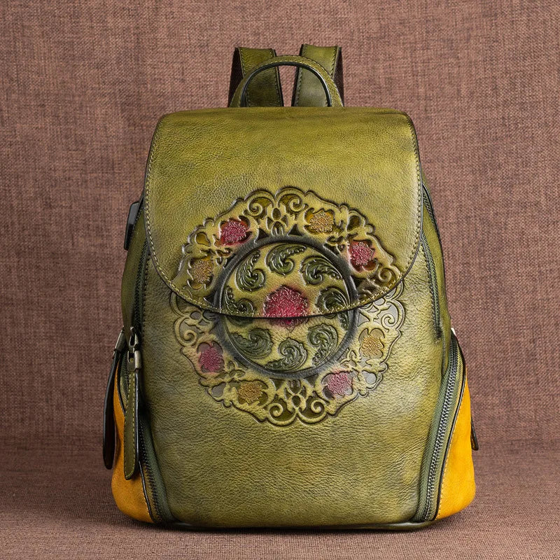 COSMO Fashion Backpack Retro Genuine Leather . Handmade Vintage Bag