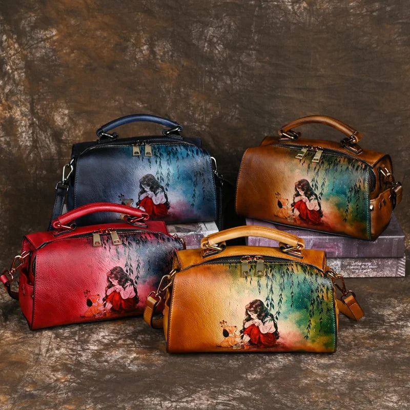 MOTAORA New Retro Leather Women's Shoulder Bag 2025 Trend Ladies Handdrawn Luxury Designer Handbag Women Bags Luxury Handbags