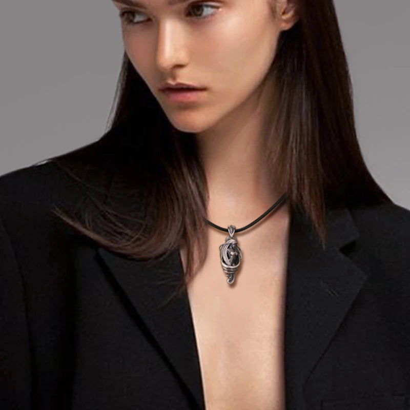 Necklace Pendant Real 925 Sterling Silver Men Women Naked Girl Design Free Leather Rope Chain Vintage Fashion Jewelry 2024 P91
