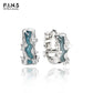 F.I.N.S S925 Sterling Silver Irregular Shaped Hoop Earrings Enamel Zircon Small Piercing Ear Buckles Retro Old Fine Jewelry