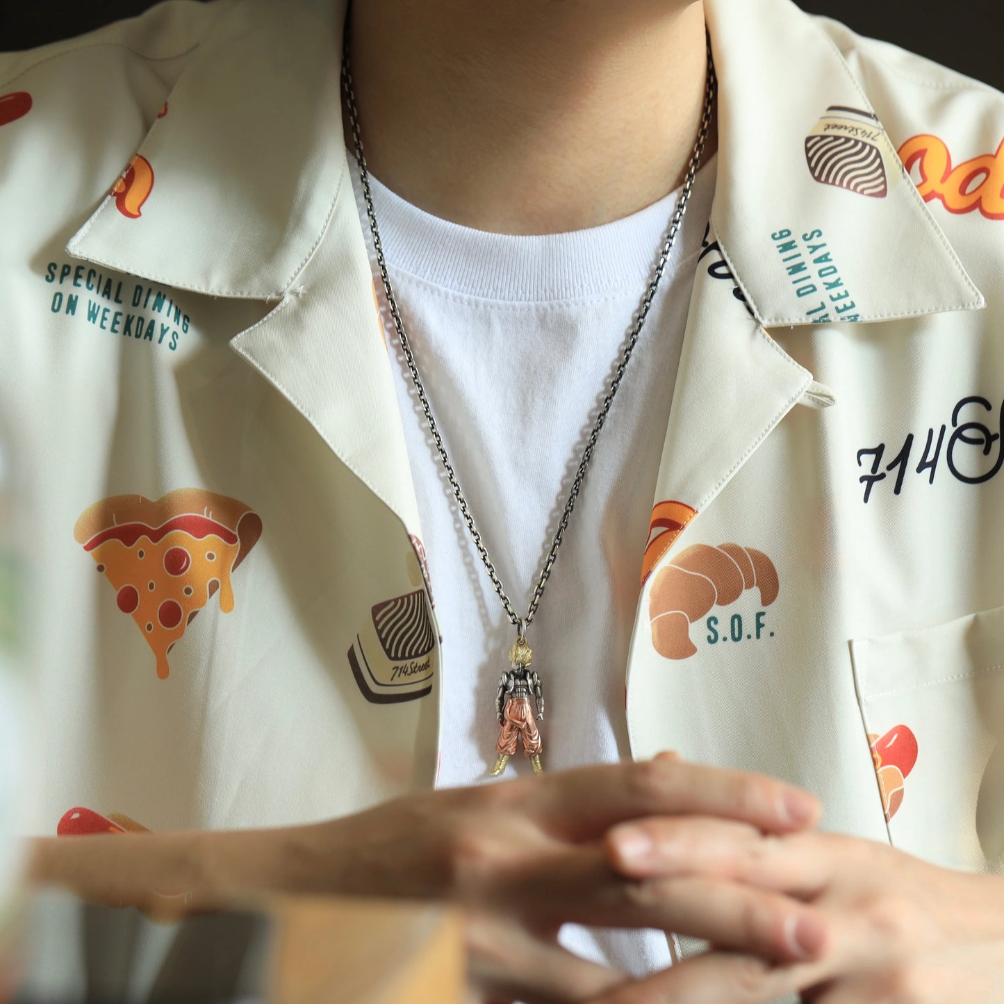 BOCAI New Real S925 Silver Jewelry Original Monkey King Saiyan Pendant Man and Woman Couples Sweater Chain Accessories