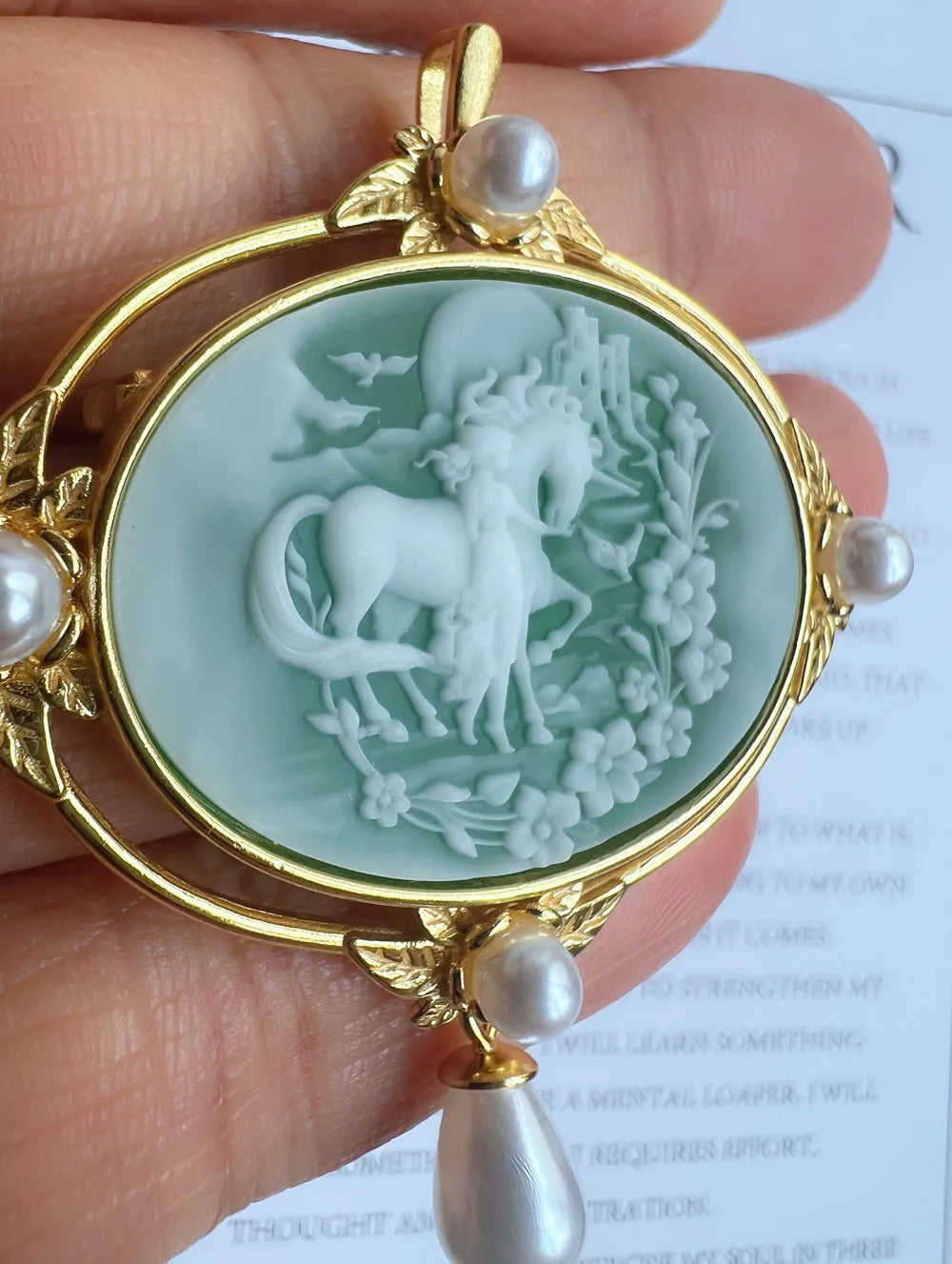 925 Sterling Silver Cameo Charms & Pendant Natural Agate Horse Pendant for Jewelry Making