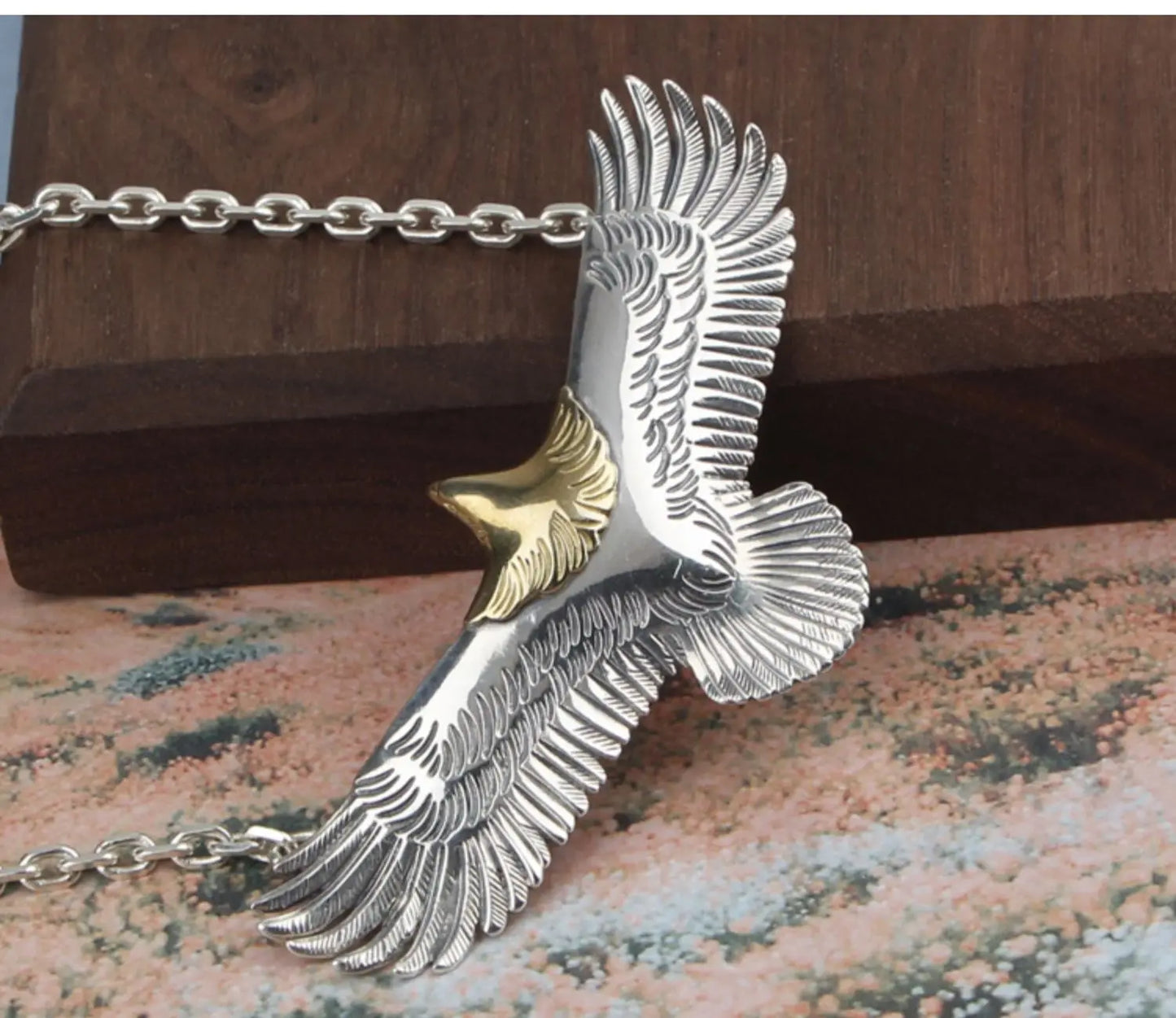 Japanese Style Trendy S925 Sterling Silver Eagle Pendant Necklace for Men and Women Sweater Chain Hip-Hop Punk Style Jewelry