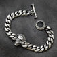 BOCAI Retro Style S925 Sterling Silver with Pattern Trendy Personalized Skull Bracelet for Men