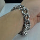 Unibabe Pure Silver Sterling 925 Silver Vintage Skull Carved Chain & Link Lock S925 Bracelet