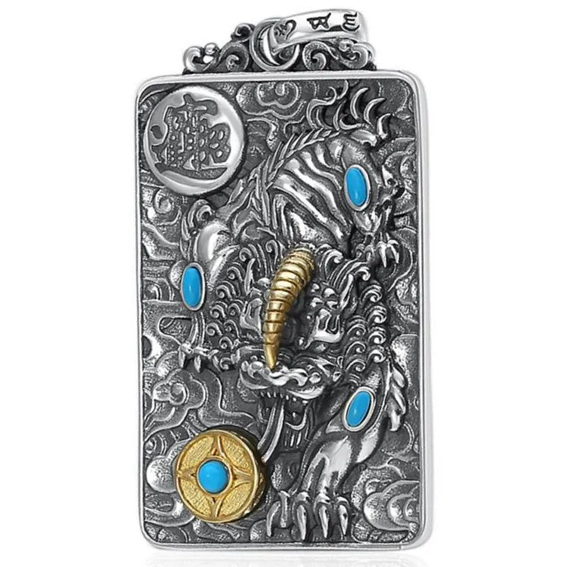 Necklace Pendant Real 925 Sterling Silver Lucky Brave Troops Inlaid Turquoise Luxury Brand Fine Jewellery Woman Man 2025 Gift P9