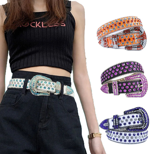 Sparkle Designer Belts Unisex Womens Men Plus Size Rhinestone Belt Y2k bb Belt Crystal pu Belt For Belt For Man Pants Jeans