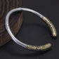 925 Sterling Silver Wukong Ruyi Golden Cudgel Bangle Bracelet for Men Six Words Mantra Engraved Fashion Vintage Jewelry