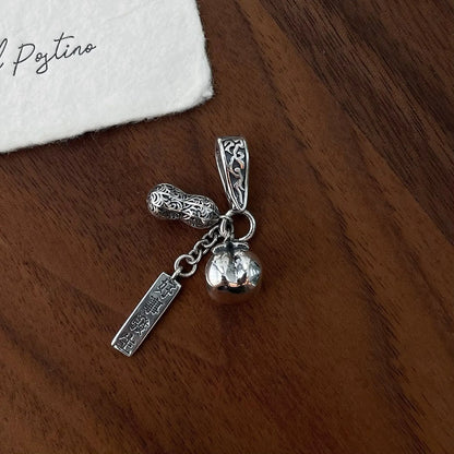 NEW  S925 Pure Silver Retro Auspicious Event Persimmon Peanut Tassel Men's And Women's Personality Pendant