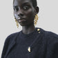 European and American Fashion Trends Retro Heavy Industry Enamel Craftsmanship Natural Stone Inlaid Keyhole Earrings Gold Silver