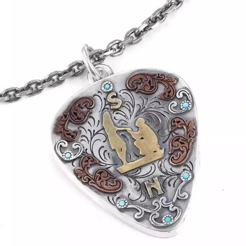 Necklace Pendant Real S990 Sterling Silver Romantic Love Guitar Pick Box Luxury Jewelry Woman Man 2025 Gift Envíos Gratis P21