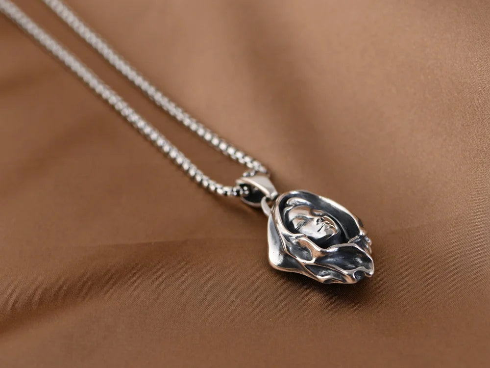 Genuine BOCAI S925 Sterling Silver Pendants for Women Men New Fashion Relief Rose Goddess Punk Vintage Jewelry Wholesale