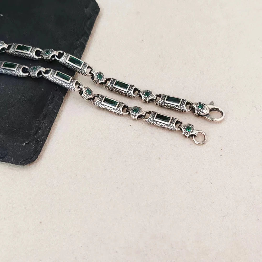 Daifuni 925 Sterling Silver Vintage Turkey Ethnic Style Fine Chain Necklace for Men Woman 6MM Hip-Hop Fashion Party Jewelry Gift