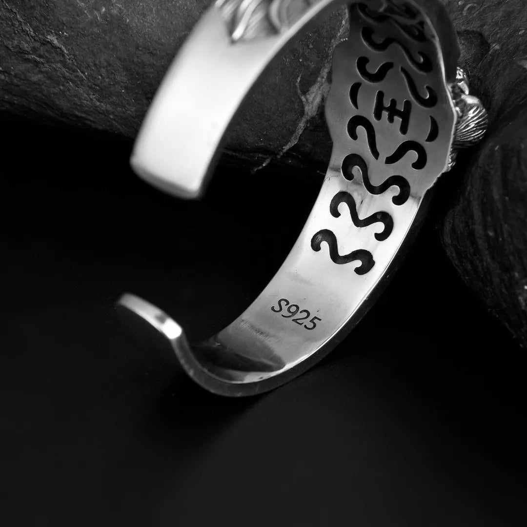 Retro national trend tiger year niche Seiko solid design Sterling Silver 925 domineering tiger bracelet for men