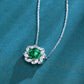 Cushion Shape Vintage 925 Sterling Silver Lab Grown Emerald Pendant Necklace Lab Grown Diamond Necklace for Gift