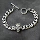 BOCAI Retro Style S925 Sterling Silver with Pattern Trendy Personalized Skull Bracelet for Men