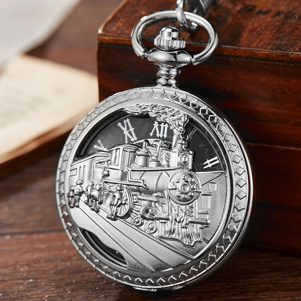 Mechanical Pocket Watch Luxury Antique Skeleton Men Steampunk Mechanical Fob Watches Clock Pendant Hand-winding Relogio De Bolso