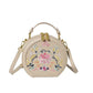 MOTAORA Small Round Women's Shoulder Bag Handmade Leather Embroidered Floral Purse for Teenage Girls Crossbody Bags