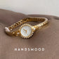 High Quality Brass Watch For Women's Quartz Vintage Luxury Band Antique Elegant 24K Gold Gold Women's Watch Medieval Style