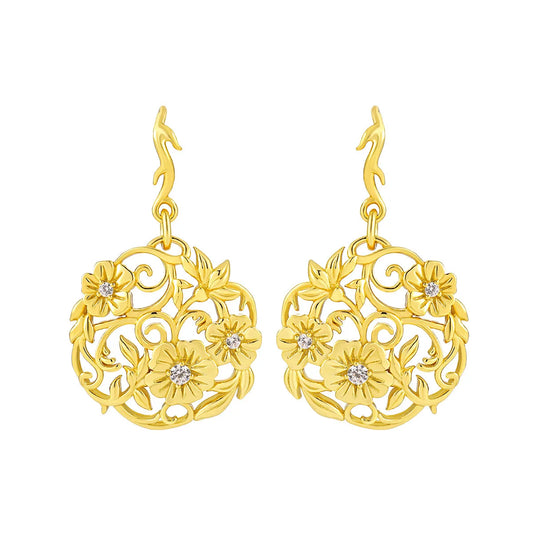 2025 Floral Filigree 925 Sterling Silver Drop Earrings Vintage Hollow Carved Design Fine Jewelry for Women Daily Elegant Style