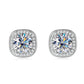Rrjzz Classic Square 1CT Moissanit Women Earrings with Certificate 925 Sterling Silver Vintage Stud Ear for Wedding Fine Jewelry