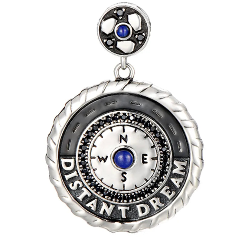 Necklace Pendant 925 Sterling Silver Lapis Lazuli Compass Luxury Fine Jewellery Woman Man 2025 St Valentine Day Love Gift P41