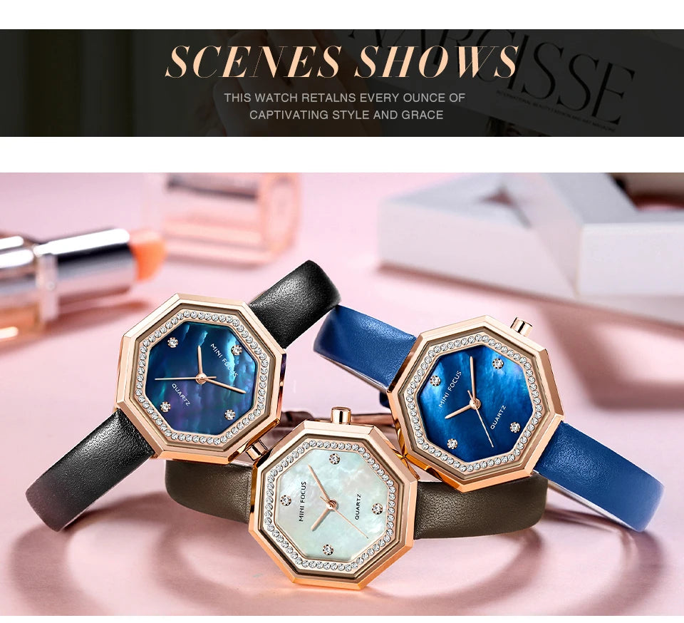 MINI FOCUS 0304 Brand Fashion Women Quartz Watch Luxury Leather Strap Waterproof Casual Girls Wristwatch Elegant Ladies Watches