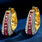 WUIHA Vintage 100% 925 Sterling Silver Lab Sapphire Ruby High Carbon Diamonds Wedding Engagement Hoops Earrings Fine Jewelry