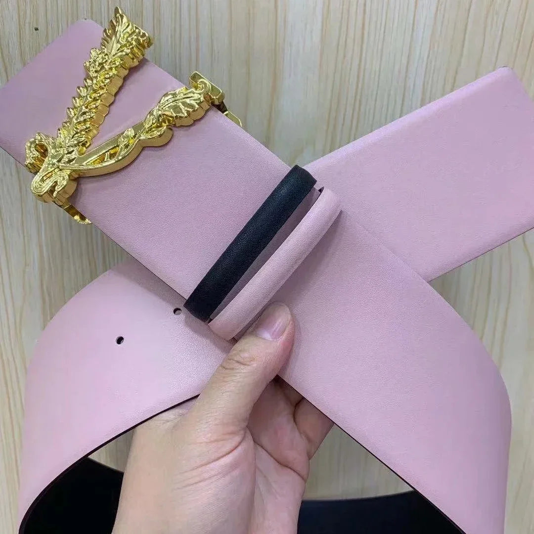 2024 Top Quality Genuine Leather Women Waistband Luxury V Buckle Belt for Female Dress Coat Fashion 7.0cm Wild Straps Belts